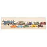 Vintage Barclay Metal Racecars and Train Engine