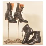 Pair Cast Iron Counter Shoe Displays w/ Shoes