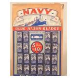 Excellent NOS Navy Easel-Back Razor Blade Display
