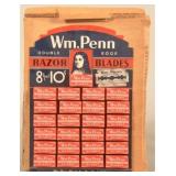 Great Wm. Penn NOS Razor Blade Easel-Back Display