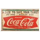 Large Drink Coca-Cola Vintage Fishtail Sign
