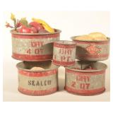 Five Different Zinc Red Stripe Dry Measures