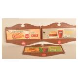 Three NOS Molded Plastic 1960s Coca-Cola Signs