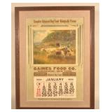 Impressive Size Gaines Dog Food Calendar Sign