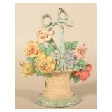 Hubley Basket of Flowers Cast Iron Doorstop