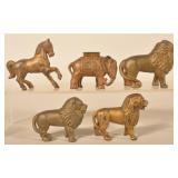 Five Figural Cast Iron Animal Banks