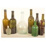 Collection of Antique Olive Oil & Spirits Bottles