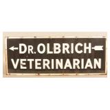 Vintage Porcelain Dr. Olbrich Veterinarian Sign