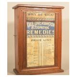 Early Overbrook Tin Front Remedies Display Cabinet