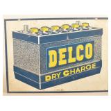 Double-Sided Tin Delco Dry Charge Battery Sign