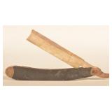 Small Carved Wood Straight Razor Painted Folk Art