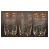 Three Etched Lanc., PA Shot & Measuring Glasses