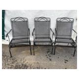 3 Black Metal Patio Armchairs
