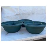 Three Green Plastic Planters