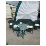 Green Wicker Patio Set With Glass Table