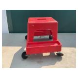 Red Plastic Rolling Utility Stool