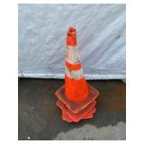 Stack of Four Reflective Traffic Cones