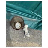 Metal Buckets and Squirrel Figurine