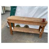 Wood Workbench With Mounted Red Vise