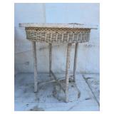 White Painted Wicker Side Table
