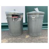 Pair Behrens Galvanized Steel Trash Cans