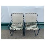 Pair Metal Patio Chairs With Webbing
