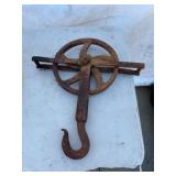 Iron Pulley Wheel With Hook, 15 in. L