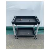 Two-Shelf Black Utility Cart on Casters