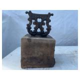 Cast Iron boot scraper mounted on stone block