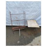 Metal Plant Stand and Tile-Top Metal Table