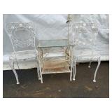 Wrought Iron Patio Set with Glass Table