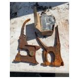 2 Antique Iron Barn Latches with Hardware