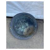 Large Round Patinated Metal Tray