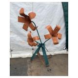 Large Painted Metal Flower Yard Sculpture