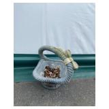 Cast Concrete Basket Planter With Bow