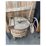 Wood and Iron Hand-Crank Washing Machine