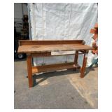 Wood Workbench With Drawer and Shelf