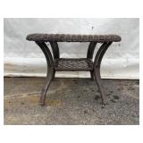 Wicker Outdoor Side Table with Glass Top