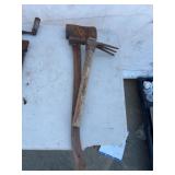 Rusty Axe and Mattock Pick Axe Lot
