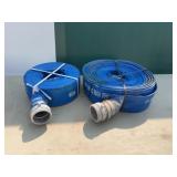 2 Blue PVC Layflat Discharge Hoses With Coupl