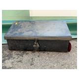 Metal Tool Box with Latch and Red Handle