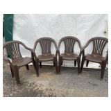 4 Brown Plastic Patio Chairs