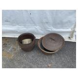 Cast Iron Pots and Ceramic Planter