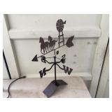 Metal Weather Vane with Horses and Windmill