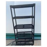 Black Plastic Five-Shelf Storage Rack
