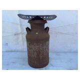 Metal Milk Can With Tractor Seat Top