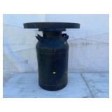 Metal Milk Can with Iron Wagon Wheel Top