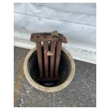 Industrial Rusted Metal Core in Concrete Pot