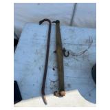 Iron Crowbar and Wooden Hay Bale Hook