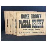 Vintage Cardboard Lancaster Celery Signs
